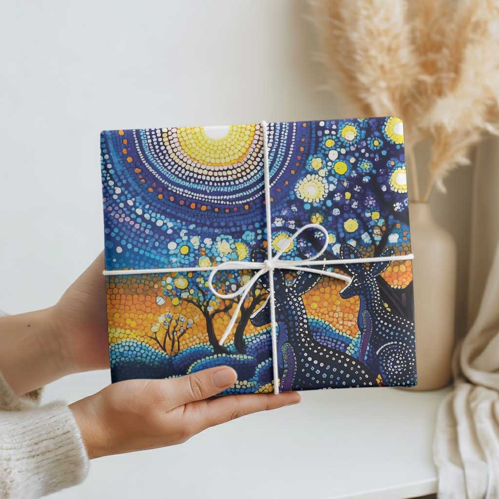 Australian Night Sky Landscape Wrapping Paper Aboriginal Dreamtime Story - Aussie Hoodie