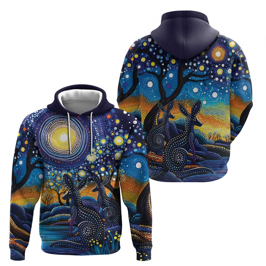 Australian Night Sky Landscape Zip Hoodie Aboriginal Dreamtime Story