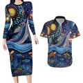 Heal Country Heal Our Nation Aboriginal Dreamtime Couples Matching Long Sleeve Bodycon Dress and Hawaiian Shirt