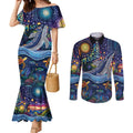 Heal Country Heal Our Nation Aboriginal Dreamtime Couples Matching Mermaid Dress and Long Sleeve Button Shirt
