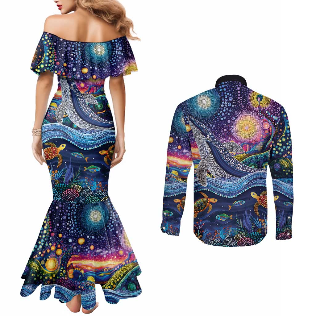 Heal Country Heal Our Nation Aboriginal Dreamtime Couples Matching Mermaid Dress and Long Sleeve Button Shirt