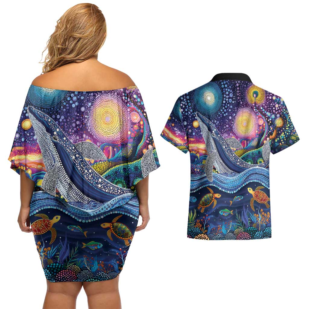 Heal Country Heal Our Nation Aboriginal Dreamtime Couples Matching Off Shoulder Short Dress and Hawaiian Shirt