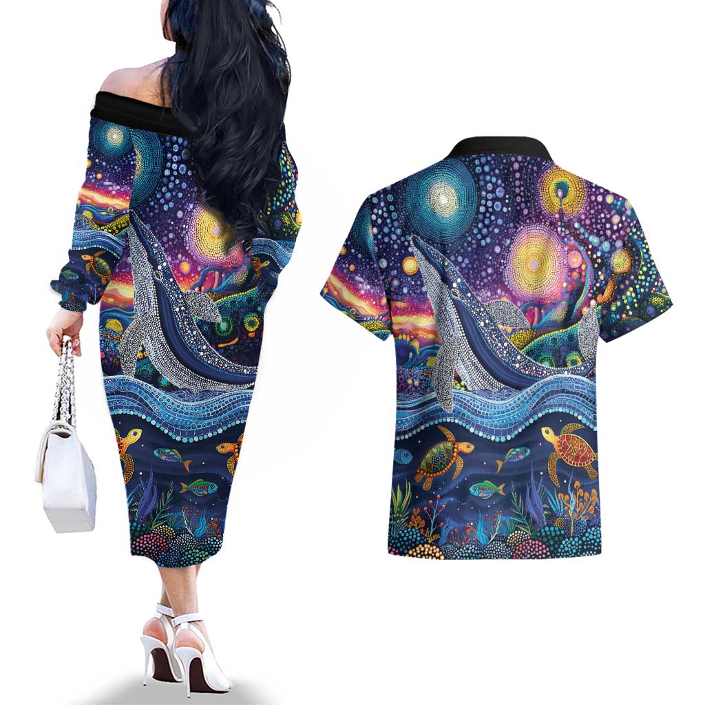Heal Country Heal Our Nation Aboriginal Dreamtime Couples Matching Off The Shoulder Long Sleeve Dress and Hawaiian Shirt