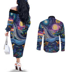 Heal Country Heal Our Nation Aboriginal Dreamtime Couples Matching Off The Shoulder Long Sleeve Dress and Long Sleeve Button Shirt