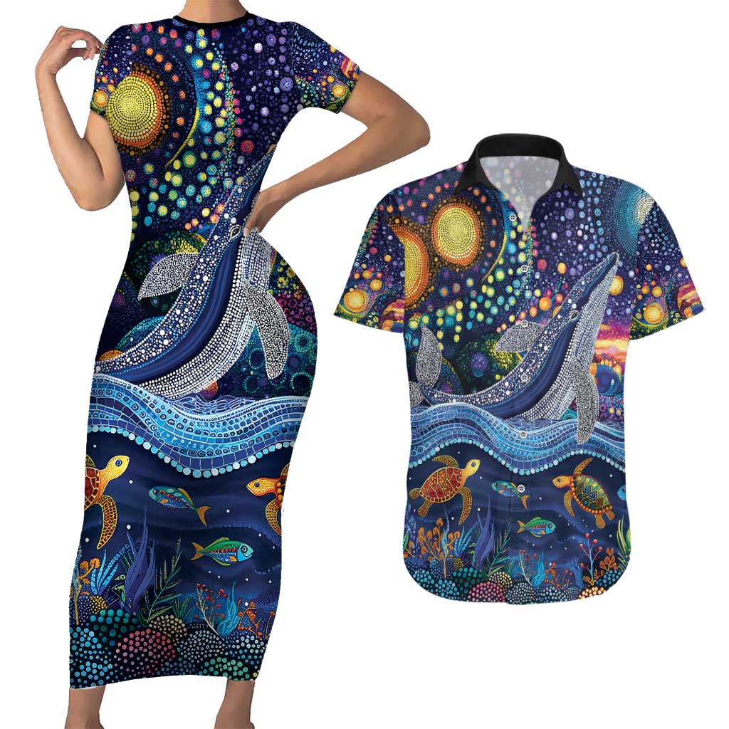 Heal Country Heal Our Nation Aboriginal Dreamtime Couples Matching Short Sleeve Bodycon Dress and Hawaiian Shirt