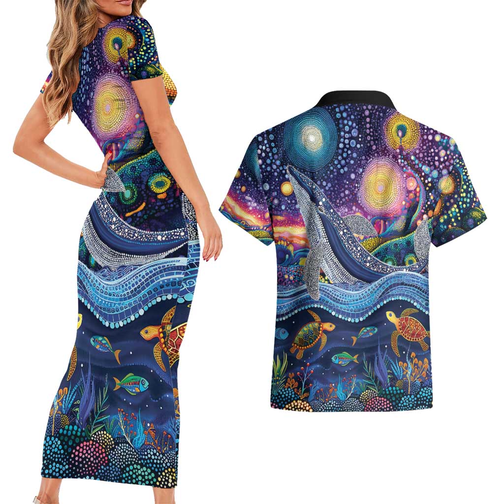 Heal Country Heal Our Nation Aboriginal Dreamtime Couples Matching Short Sleeve Bodycon Dress and Hawaiian Shirt