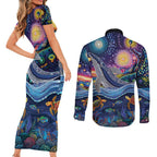 Heal Country Heal Our Nation Aboriginal Dreamtime Couples Matching Short Sleeve Bodycon Dress and Long Sleeve Button Shirt