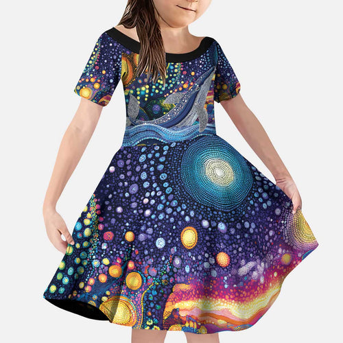 Heal Country Heal Our Nation Aboriginal Dreamtime Kid Short Sleeve Dress