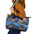 Heal Country Heal Our Nation Aboriginal Dreamtime Leather Tote Bag