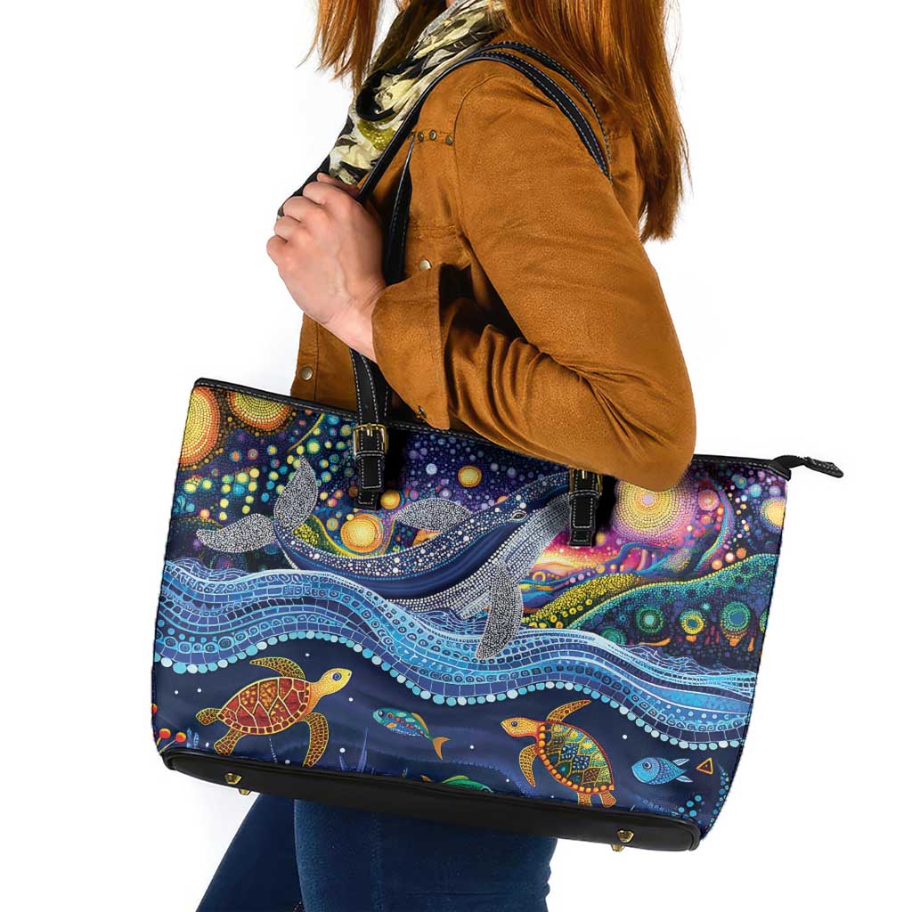 Heal Country Heal Our Nation Aboriginal Dreamtime Leather Tote Bag