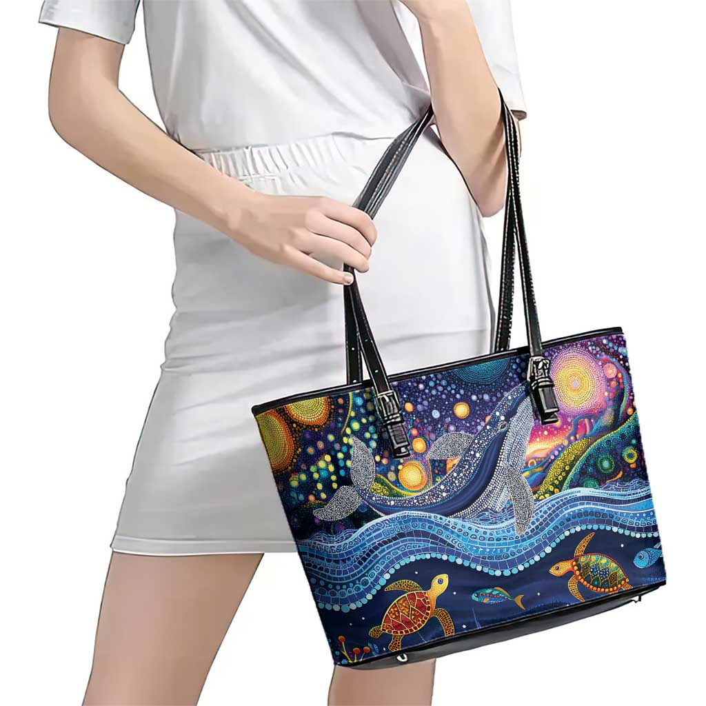 Heal Country Heal Our Nation Aboriginal Dreamtime Leather Tote Bag
