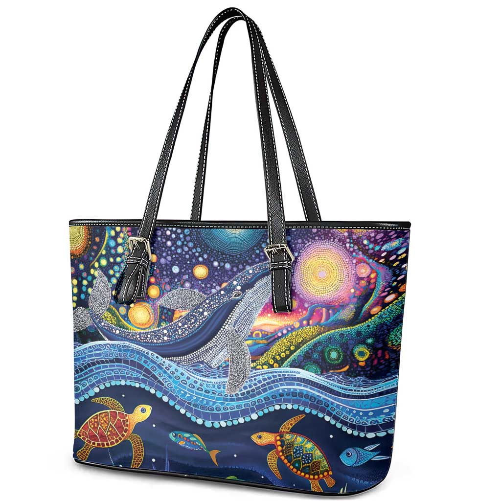 Heal Country Heal Our Nation Aboriginal Dreamtime Leather Tote Bag