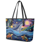 Heal Country Heal Our Nation Aboriginal Dreamtime Leather Tote Bag