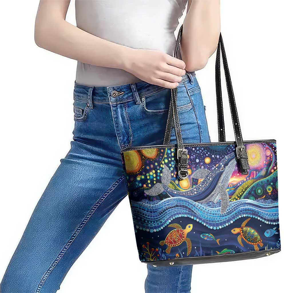 Heal Country Heal Our Nation Aboriginal Dreamtime Leather Tote Bag