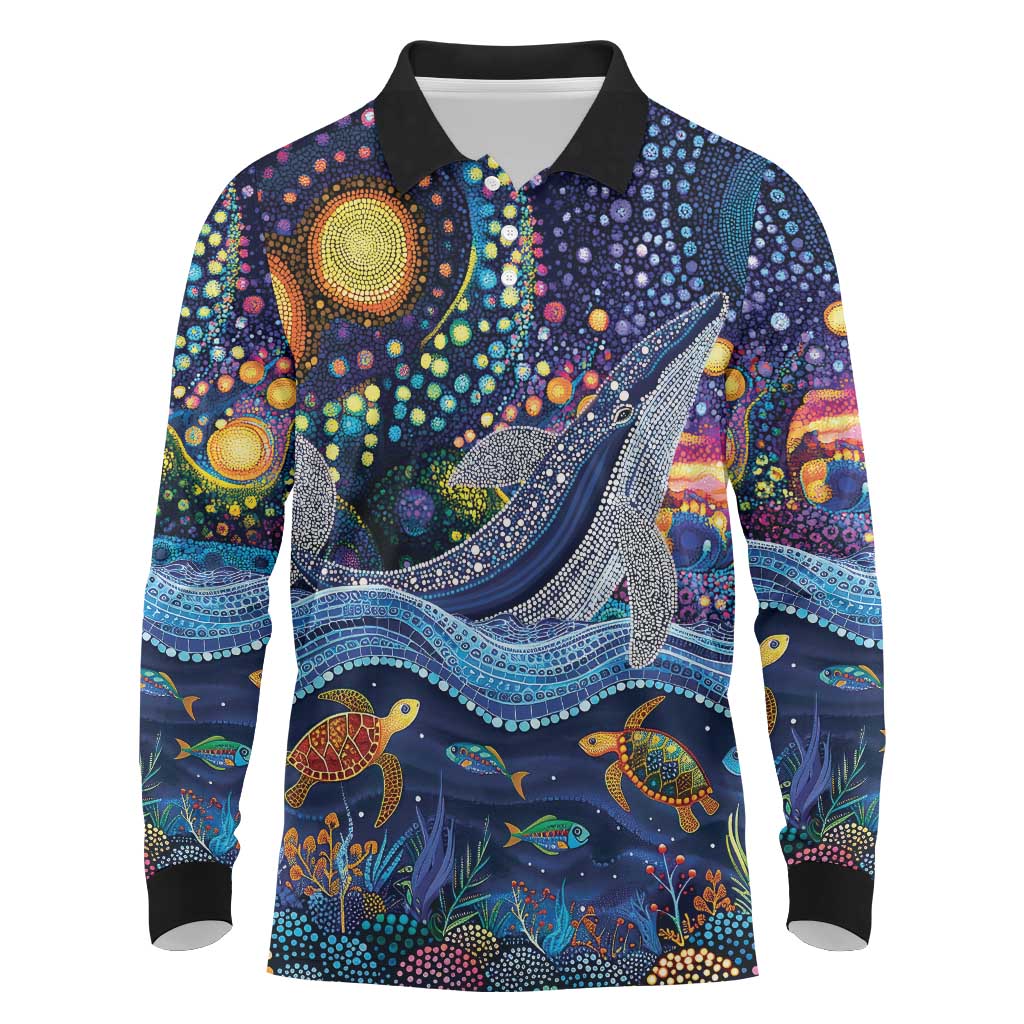 Heal Country Heal Our Nation Aboriginal Dreamtime Long Sleeve Polo Shirt