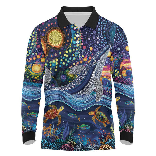 Heal Country Heal Our Nation Aboriginal Dreamtime Long Sleeve Polo Shirt