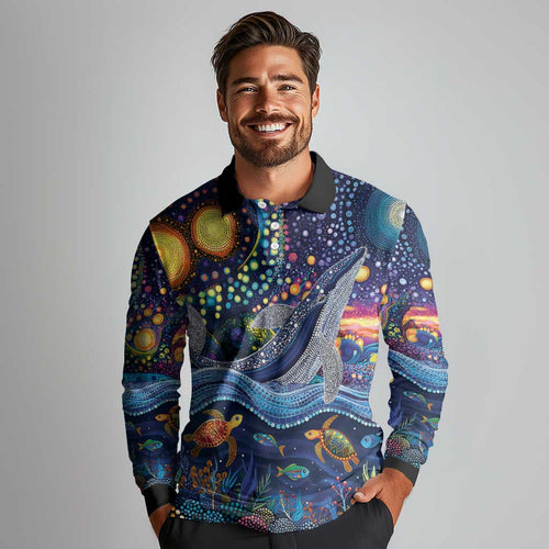 Heal Country Heal Our Nation Aboriginal Dreamtime Long Sleeve Polo Shirt
