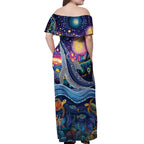 Heal Country Heal Our Nation Aboriginal Dreamtime Off Shoulder Maxi Dress