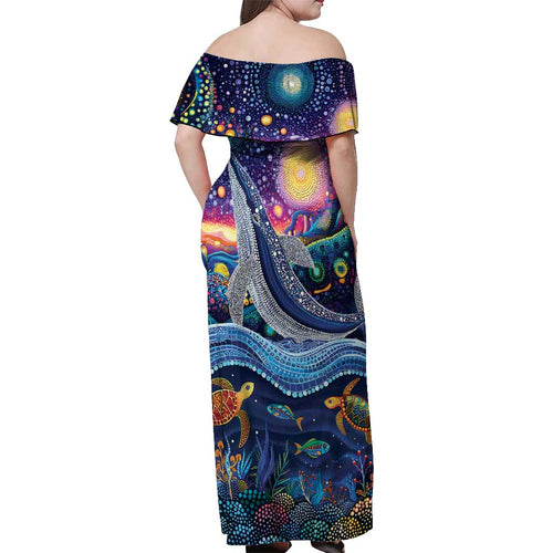 Heal Country Heal Our Nation Aboriginal Dreamtime Off Shoulder Maxi Dress