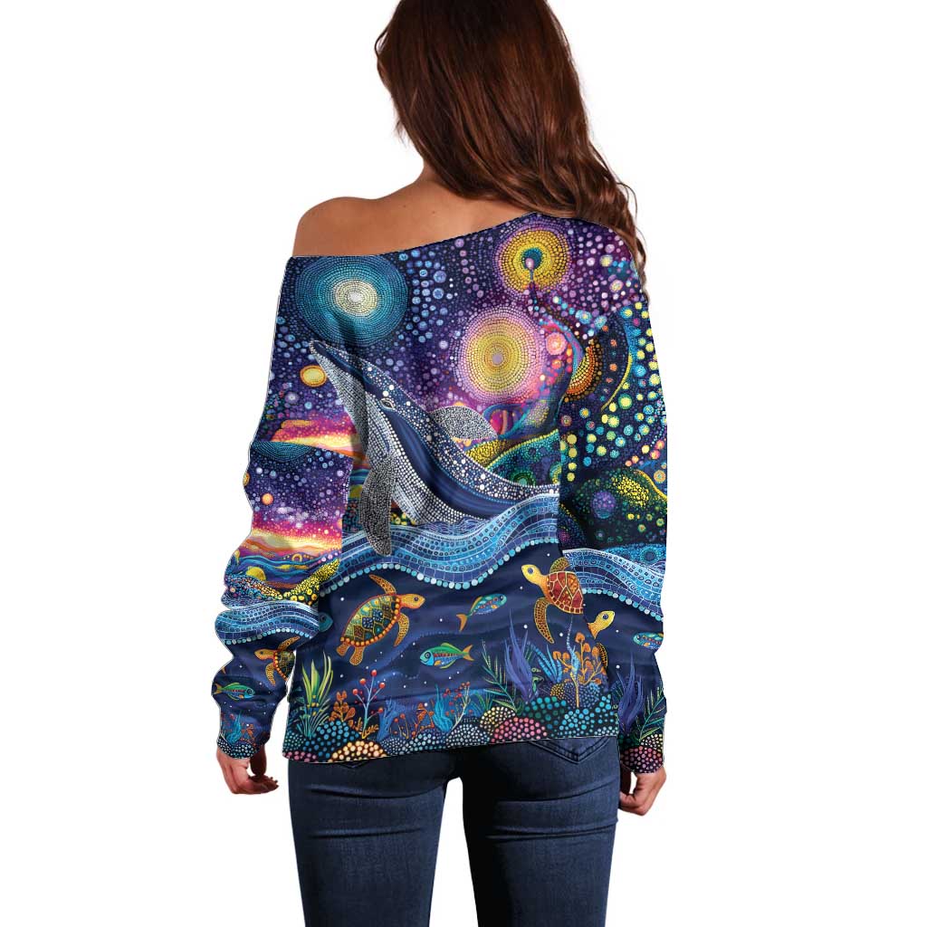 Heal Country Heal Our Nation Aboriginal Dreamtime Off Shoulder Sweater