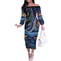 Heal Country Heal Our Nation Aboriginal Dreamtime Off The Shoulder Long Sleeve Dress