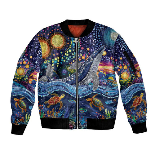 Heal Country Heal Our Nation Aboriginal Dreamtime Sleeve Zip Bomber Jacket