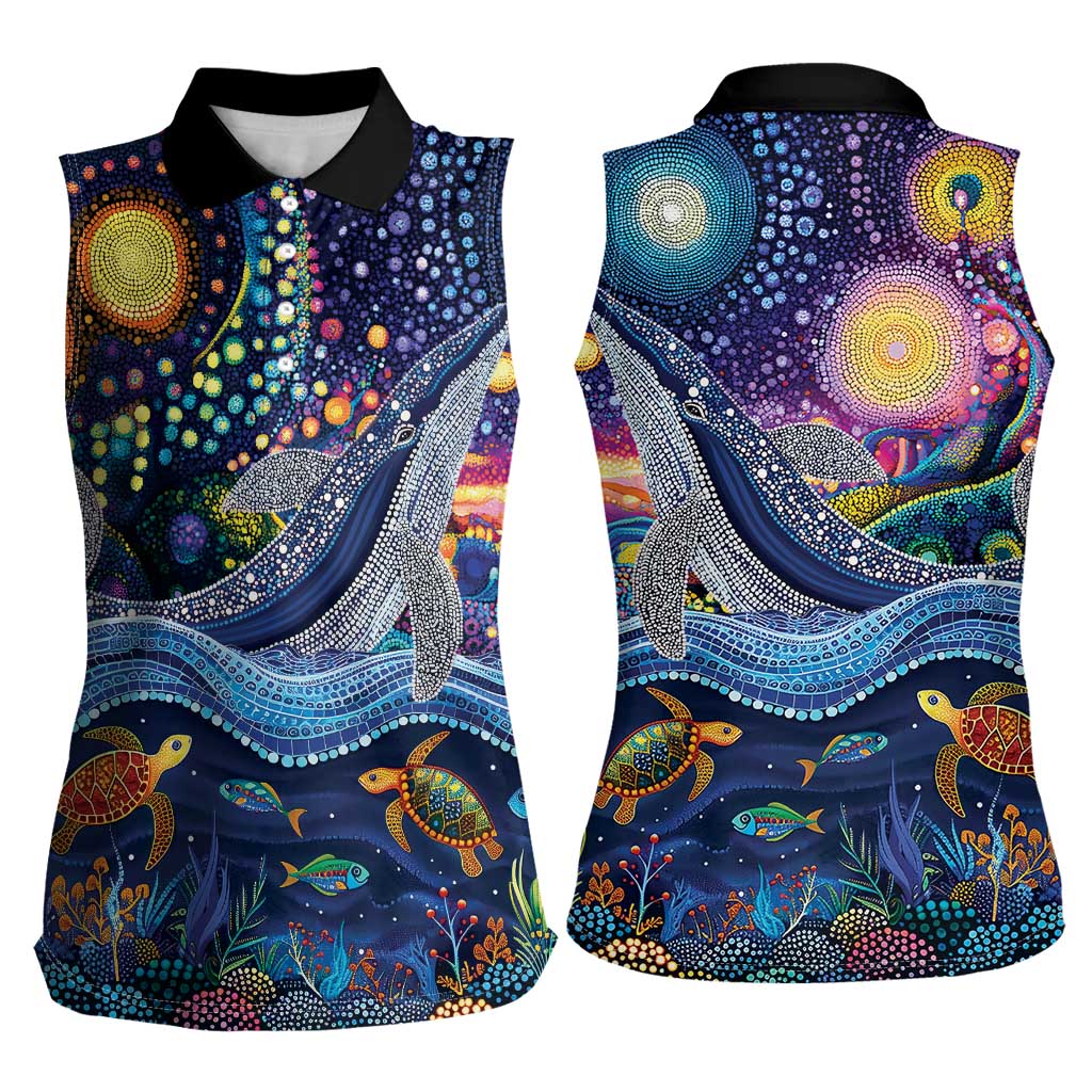 Heal Country Heal Our Nation Aboriginal Dreamtime Women Sleeveless Polo Shirt