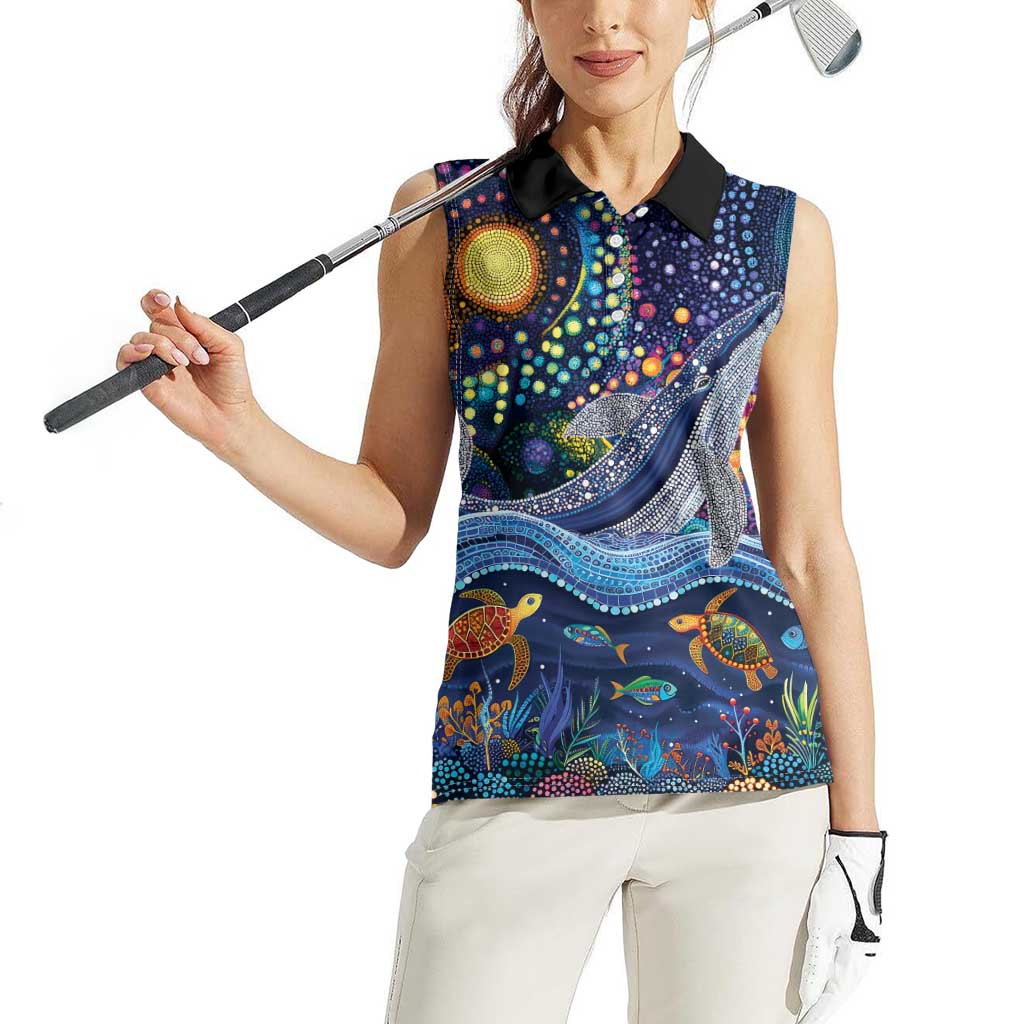 Heal Country Heal Our Nation Aboriginal Dreamtime Women Sleeveless Polo Shirt