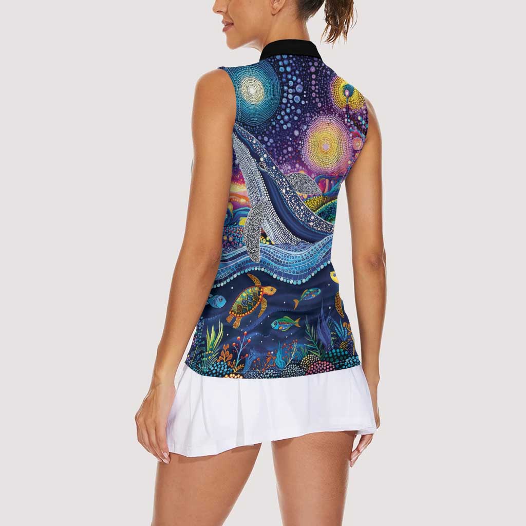Heal Country Heal Our Nation Aboriginal Dreamtime Women Sleeveless Polo Shirt
