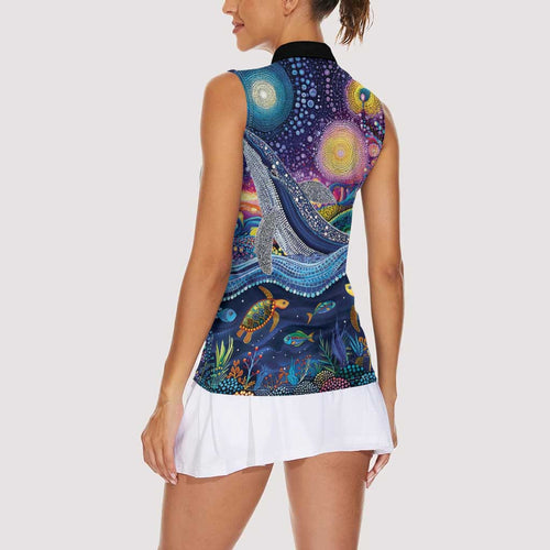 Heal Country Heal Our Nation Aboriginal Dreamtime Women Sleeveless Polo Shirt
