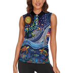 Heal Country Heal Our Nation Aboriginal Dreamtime Women Sleeveless Polo Shirt