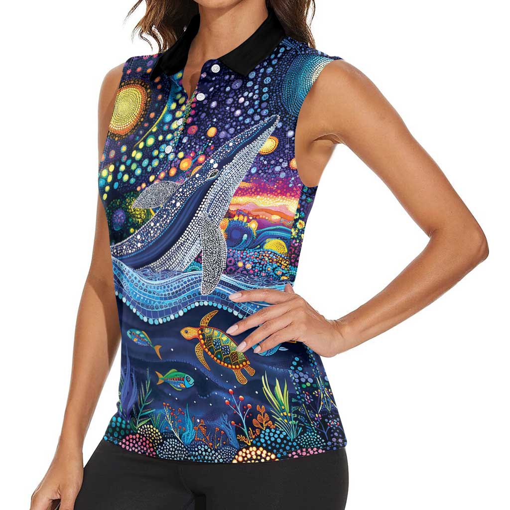 Heal Country Heal Our Nation Aboriginal Dreamtime Women Sleeveless Polo Shirt