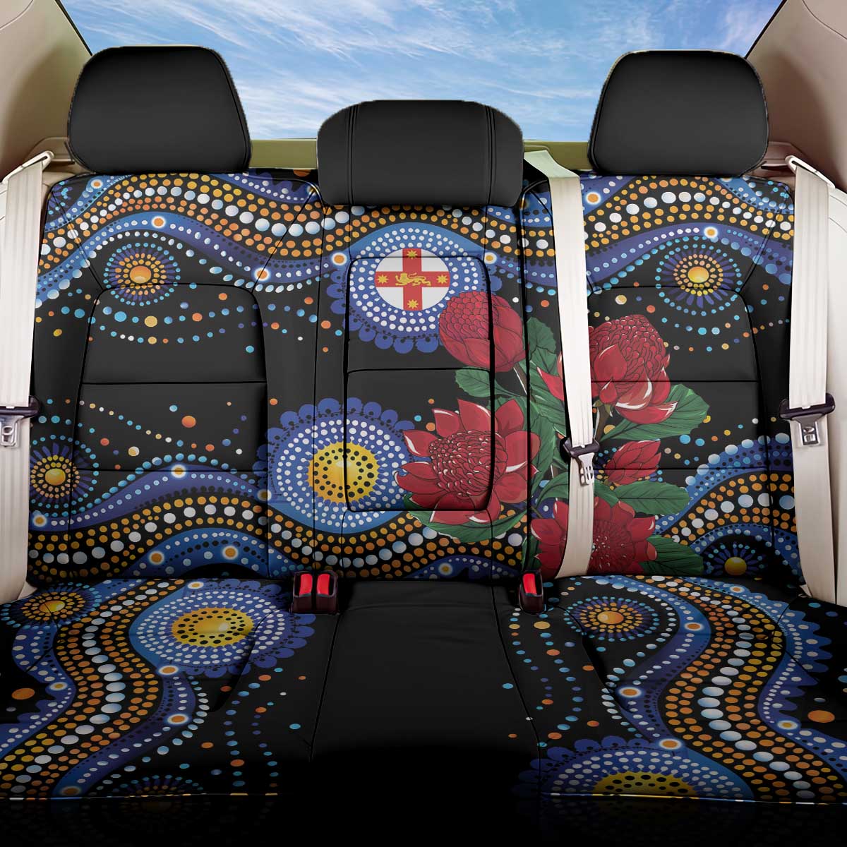 Australia New South Wales Waratahs Back Car Seat Cover Aboriginal Dot Art