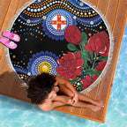 Australia New South Wales Waratahs Beach Blanket Aboriginal Dot Art