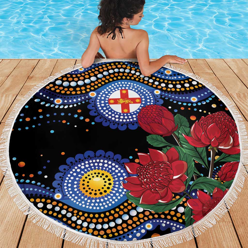 Australia New South Wales Waratahs Beach Blanket Aboriginal Dot Art