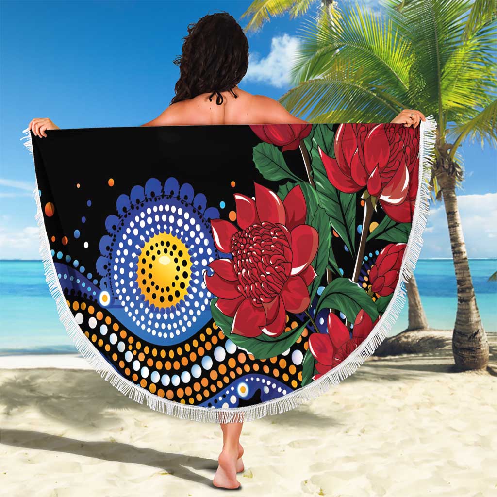 Australia New South Wales Waratahs Beach Blanket Aboriginal Dot Art