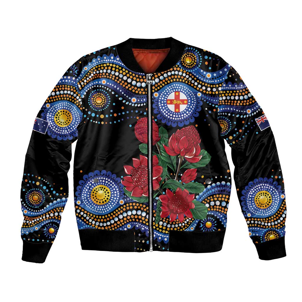 Australia New South Wales Waratahs Bomber Jacket Aboriginal Dot Art