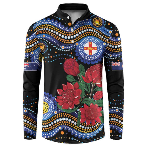 Australia New South Wales Waratahs Button Sweatshirt Aboriginal Dot Art