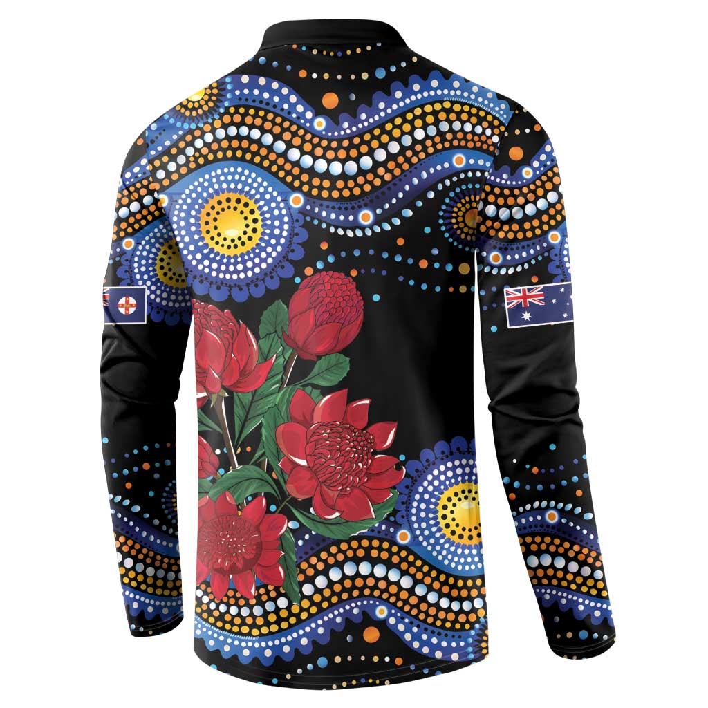 Australia New South Wales Waratahs Button Sweatshirt Aboriginal Dot Art