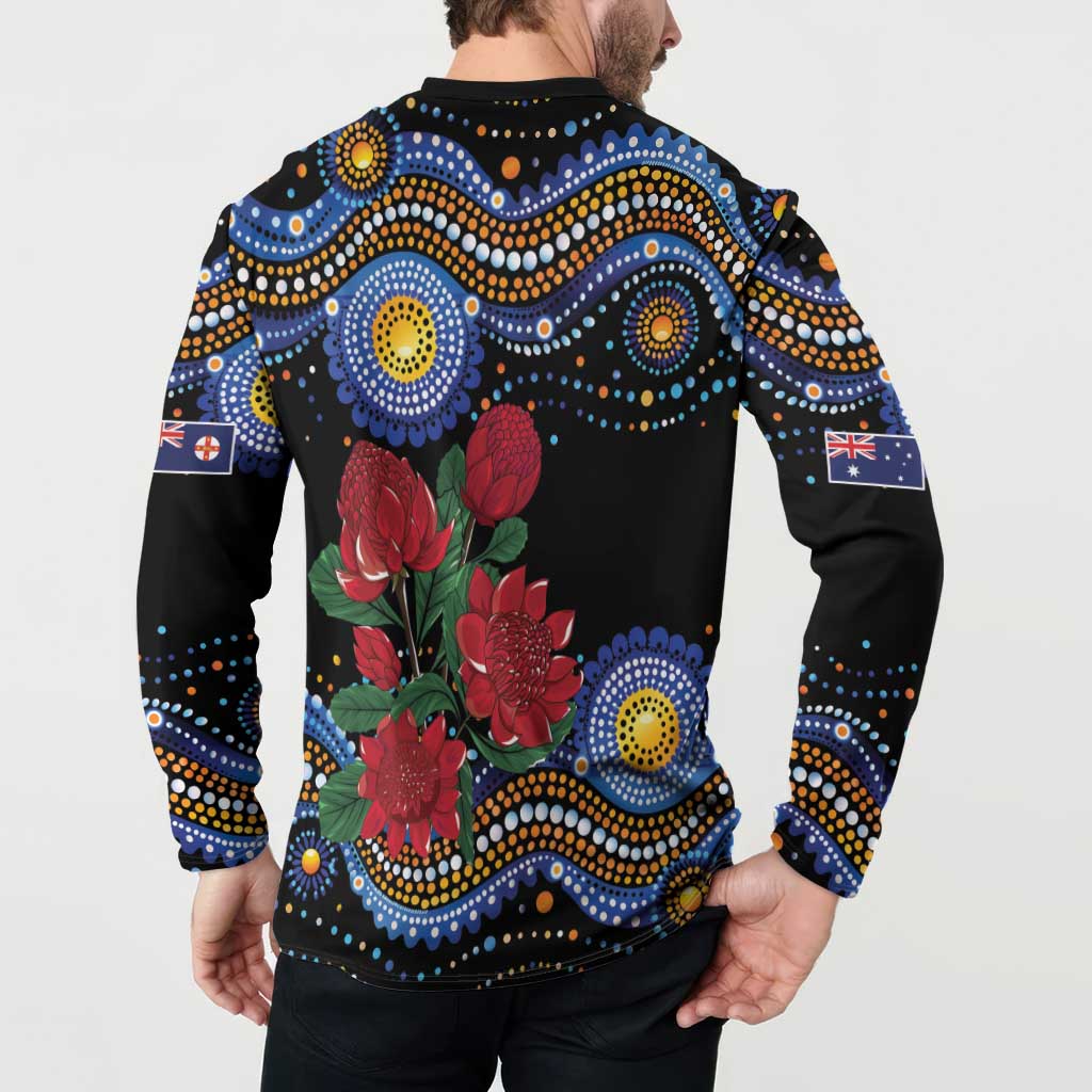 Australia New South Wales Waratahs Button Sweatshirt Aboriginal Dot Art