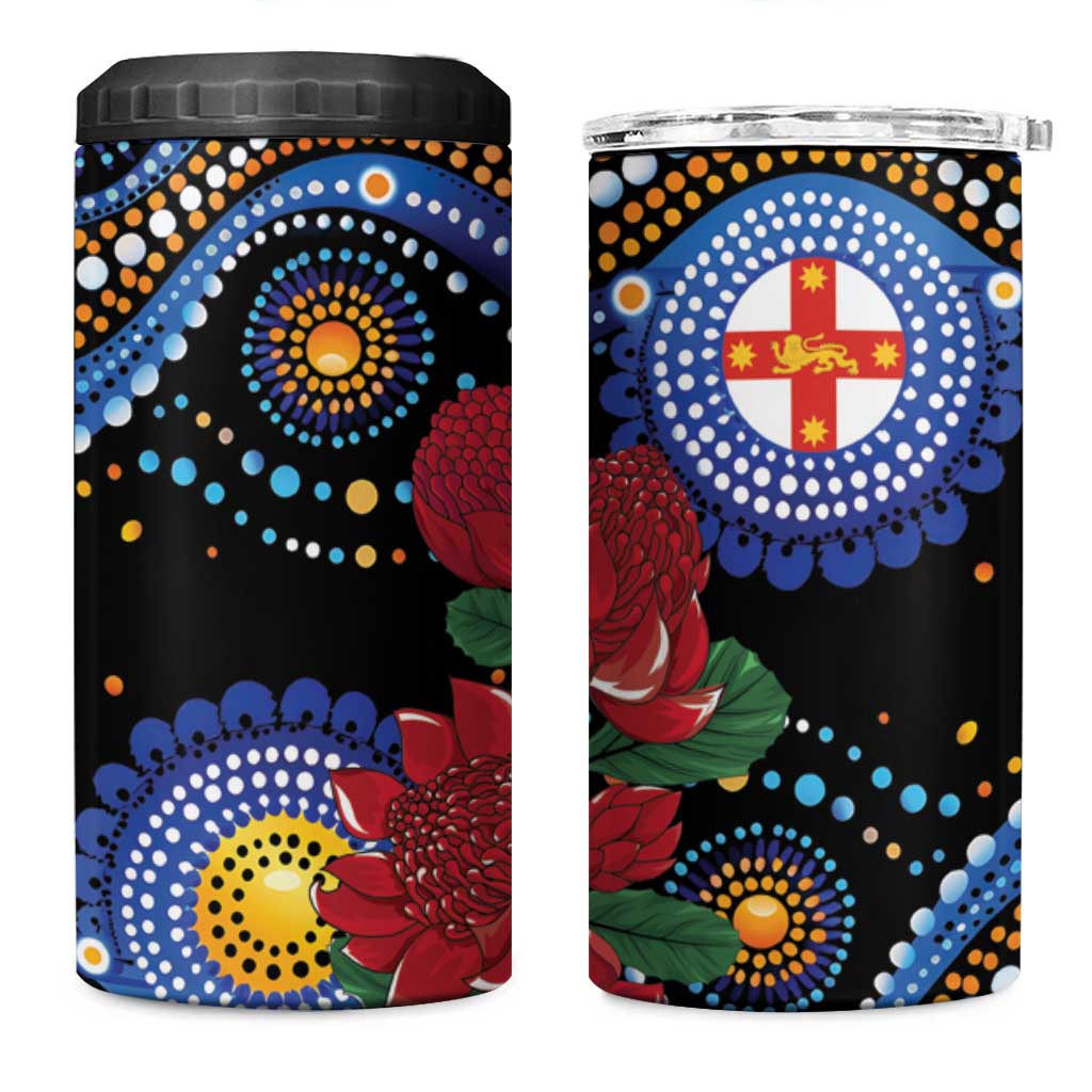 Australia New South Wales Waratahs 4 in 1 Can Cooler Tumbler Aboriginal Dot Art