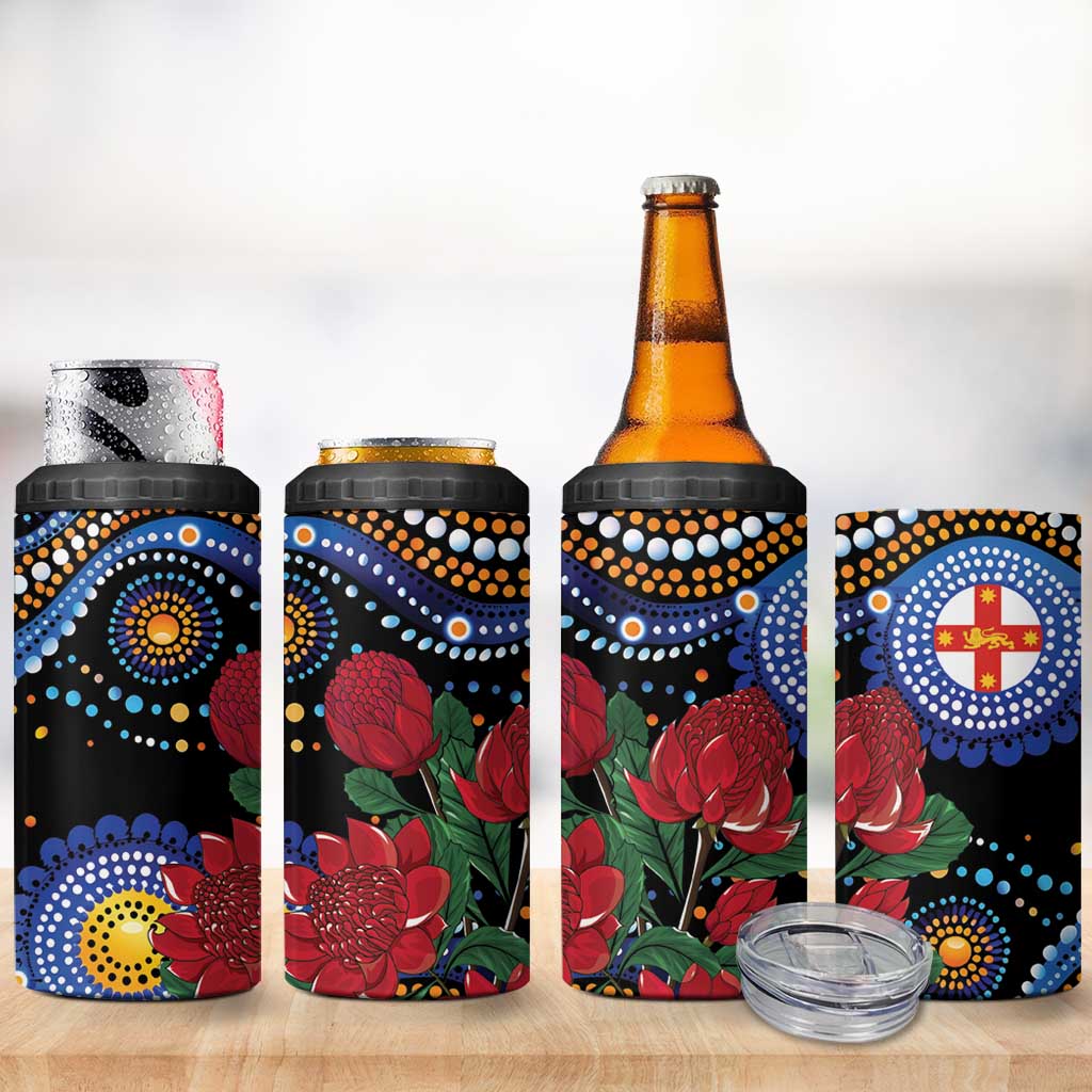 Australia New South Wales Waratahs 4 in 1 Can Cooler Tumbler Aboriginal Dot Art