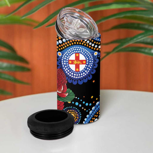 Australia New South Wales Waratahs 4 in 1 Can Cooler Tumbler Aboriginal Dot Art