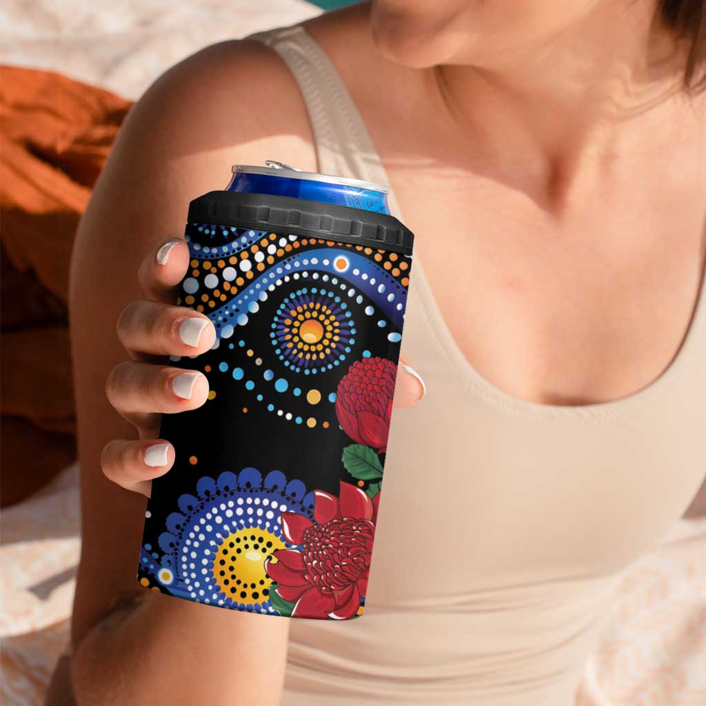 Australia New South Wales Waratahs 4 in 1 Can Cooler Tumbler Aboriginal Dot Art