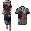 Australia New South Wales Waratahs Couples Matching Puletasi and Hawaiian Shirt Aboriginal Dot Art