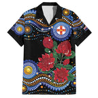 Australia New South Wales Waratahs Family Matching Off The Shoulder Long Sleeve Dress and Hawaiian Shirt Aboriginal Dot Art