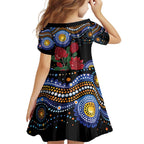 Australia New South Wales Waratahs Family Matching Off Shoulder Maxi Dress and Hawaiian Shirt Aboriginal Dot Art