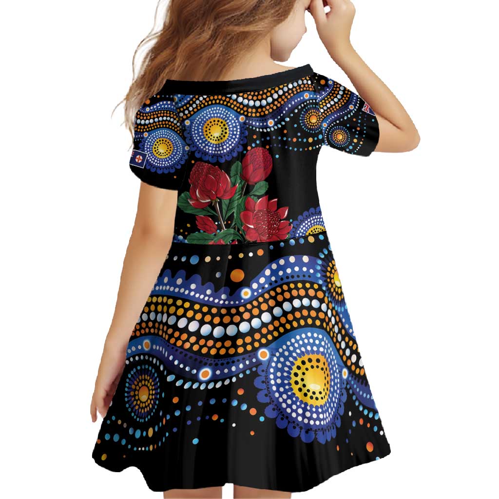 Australia New South Wales Waratahs Family Matching Tank Maxi Dress and Hawaiian Shirt Aboriginal Dot Art