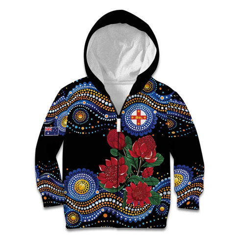 Australia New South Wales Waratahs Kid Hoodie Aboriginal Dot Art
