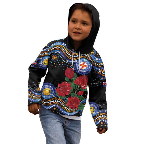 Australia New South Wales Waratahs Kid Hoodie Aboriginal Dot Art